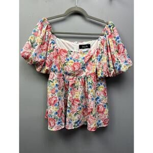 Fab’rik top‎ Womens size Medium tropical print tiered ruffle summer Crop NEW